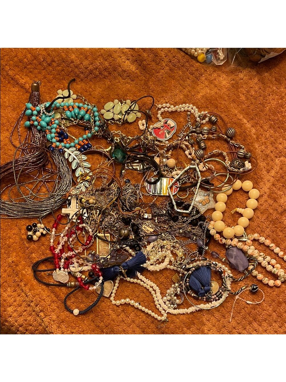 Crafting Lot C 2.7lbs of assorted beads metals and other items